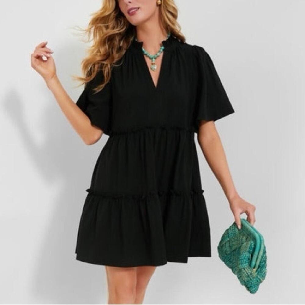 Tuckernuck Crawford Tiered Mini Dress Women's Small Black NWT